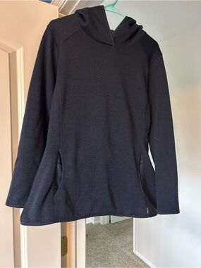 Eddie Bauer Navy Hooded Crew-Neck Pullover